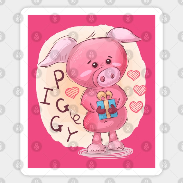 Piggy Cartoon Magnet by Mako Design 